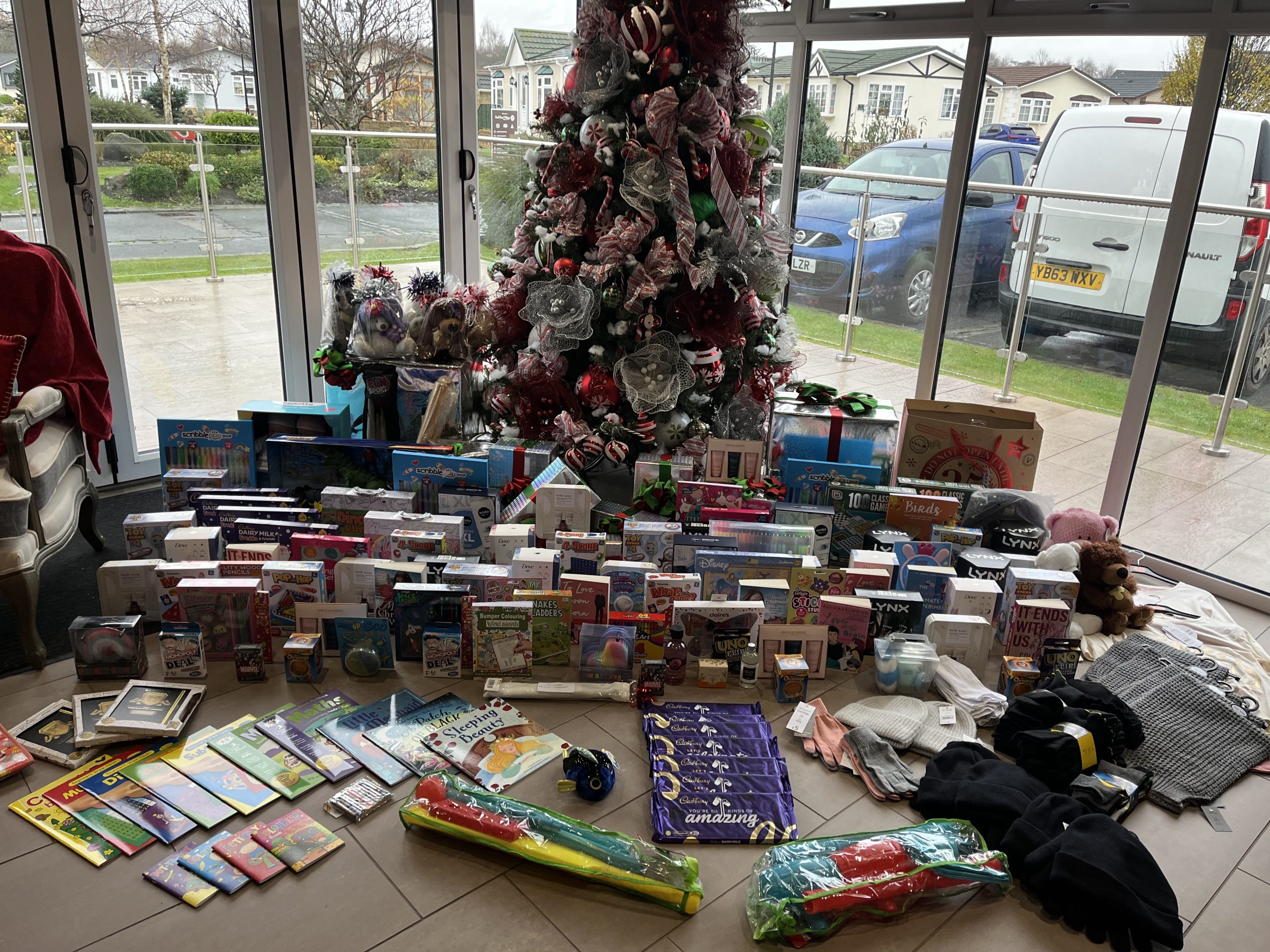 presents donated by red deer village for fare scotland